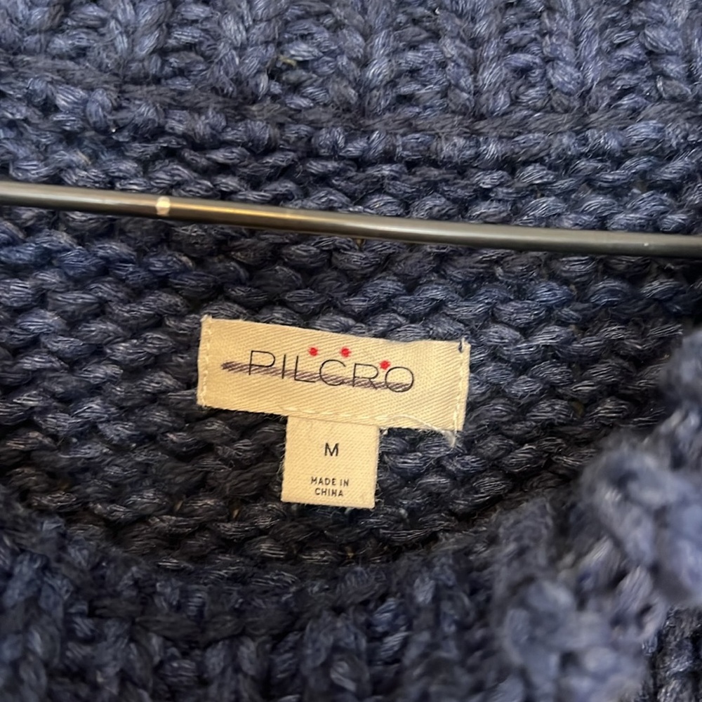 Anthropologie Pilcro Chunky Crew-Neck Sweater medium Blue Motif - Picture 6 of 8